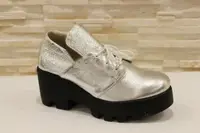 Туфли женские серебристые натуральная кожа Т933 40