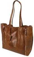 Сумка женская кожаная под рептилию Giorgio Ferretti коричневая