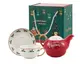 Чайный набор новогодний заварник и чашка с блюдцем Merry Christmas 9526 3 предмета