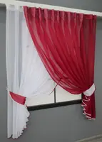 Кухонний комплект (330х170см.), шторки з підв'язками "Дует". Колір білий з червоним. Код 060к 52-0710