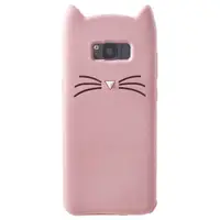 Силіконовий чохол для Samsung Galaxy S8 - 3D Cat (Кіт з вусами), Рожевий