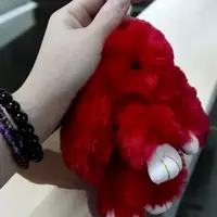 Брелок меховой "Кролик" 17 см (темно-розовый)
