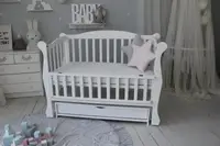 Ліжко дитяче Baby Comfort ЛД10 біла з ящиком і різьбленням