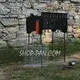 Мангал на длинных ножках с гравировкой со встроенной шашлычницей и мотором на 8 шампуров 3 мм
