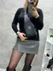 Натуральная кожа Черный мужской слинг на два отдельных отделения на молнии 1759