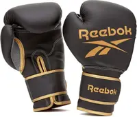 Боксерские перчатки Reebok Boxing Gloves черный золото чел 10 унций