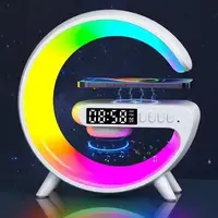 Умный Ночной светильник G63 мини с Bluetooth Колонкой беспроводной зарядкой 10W Часами и RGB подсветкой