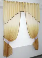 Кухонний комплект, (290х170 см) шторки з ламбреконом і підхватами. Колір золотистий. Код 084к 52-0012