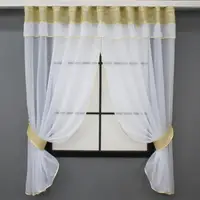 Кухонный комплект, (280х170см.) шторки с ламбрекеном и подхватами. Цвет золотистый с белым. Код 084к 52-0972