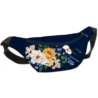 Сумка на пояс бананка Bumbag Цветочный букет на темно-синем фоне 27x16 см (BB_21M018_TSI)