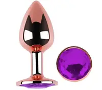 Анальная пробка с кристаллом EGZO - Rose Gold Round Plug Purple size S