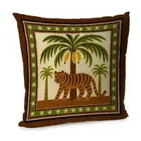 Подушка диванная с бархата Тигр та пальми 45х45 см (45BP_25L003)