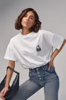 Женская футболка oversize с вышивкой - белый цвет, M