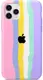 Силиконовый чехол для iPhone 11 Pro Max - Rainbow, Разноцветный / Розовый