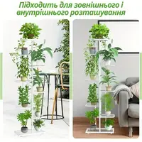 Полка-стеллаж для растений и цветов стеллаж на резиновых ножках,подставка металлическая на 9 ярусов белая