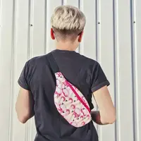 Сумка-бананка Bumbag унисекс на пояс и через плечо Фламинго 27x16 см