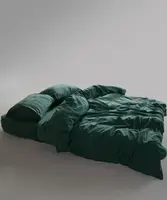 Постільна білизна варена бавовна Limasso Standart Dark Green однотонна Туреччина Двоспальний Євро