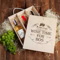 Коробка для вина на три пляшки "Wine time for boss", англійська