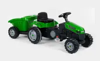 Детский трактор Pilsan 316 педальный с прицепом клаксон регулируемое сидение. Green and Black (77288)