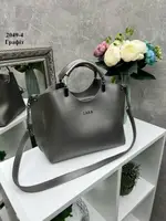 Графіт — три відділення — фурнітура срібло — стильна сумка - топ продажів (2049-4)