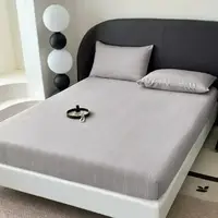 Простирадло на гумці з наволочками з мусліну Colorful Home 20427 180х200х25 см світло-сіра