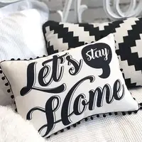 Подушка из мешковины с помпонами Let`s stay home 45x32 см (43PHBP_21NG002)