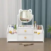 Настольный органайзер для косметики и зеркало с ушками, мини-шкафчик, комод для украшений белого цвета