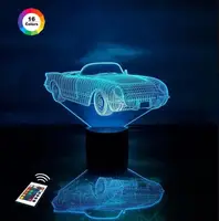 3D ночник "Автомобиль 23" (УВЕЛИЧЕННОЕ ИЗОБРАЖЕНИЕ) + пульт ДУ + сетевой адаптер +батарейки (3ААА)  3DTOYSLAMP