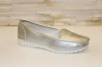 Мокасины женские серебристые Т965