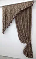 Кухонний комплект (145х250см.) шторка з ламбрекеном. Колір коричневий. Код 039 52-0583