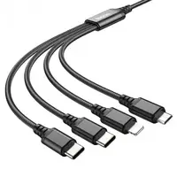 Кабель для заряджання телефонів HOCO X76 4 в 1 USB to Type-C+Type-C+Lightning+MicroUSB 2A Чорний