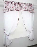 Кухонний комплект, (290х170см.) шторки з ламбрекеном і підхватами. Колір білий з червоним. Код 084к 52-0579