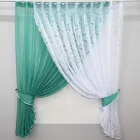 Кухонный комплект (320х170см.), шторки с подвязками. Цвет бирюзовый с белым. Код 101к  52-0076