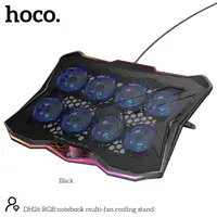 Куллер для Ноутбука HOCO RGB notebook multi-fan cooling stand DH26 |10RGB Mode, 8 fans, 2USB, 17"|