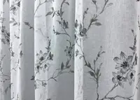 Тюль батист, колекція «Flora». Колір білий із сірим принтом. Код 1541т