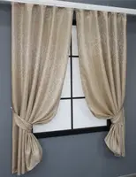 Комплект (2шт. 1,3х1,7м.) коротких жакардових штор, колекція "Савана". Колір темний беж. Код 523ш 35-0014