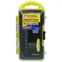 Отвертка с трещоткой реверсивная с набором бит Сталь 49095 102724 26 предметов