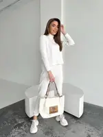 Сумка эко мех на одно отделение молочный