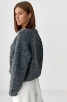 Теплий в'язаний кардиган із карманами - темно-сірий колір, ONE SIZE
