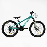 Велосипед Спортивный Corso RIDER 24" 21 скорость, рама стальная 11’’, оборудование LTWOO A2. Turquoise (138156)