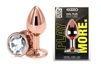 Анальная пробка с кристаллом EGZO - Rose Gold Round Plug Clear size M