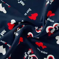 Ткань штапель Бренди Love you темно синій, Написи