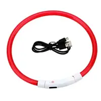 Светодиодный LED ошейник для собак с зарядкой USB, красный