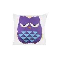 Дитяча бавовняна подушка Lesko AJ0030 Совушка Green + Purple 30*30см в ліжечко малюкам