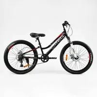 Велосипед Спортивный Corso 24". "OPTIMA", 7 скоростей, алюминиевая рама 11", переключатели Shimano. Black (138368)