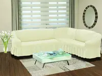 Чохол на кутовий диван з спідницею Кремовий Home Collection Evibu Туреччина 50107