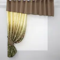 Кухонный комплект (275х170см.) шторка с ламбрекеном. Цвет какао с оливково-жёлтым. Код 097к 52-0459