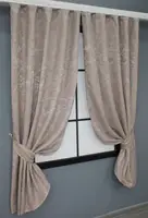 Комплект (2шт. 1,3х1,7м.) коротких штор, льон мармур колекція  "Pavliani". Колір пудрово-сірий. Код 1364ш 35-0048
