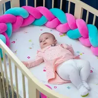 Бортик в ліжечко Хатка Косочка Рожево-м'ятний 120 см (одна сторона ліжечка)