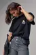 Женская футболка oversize с вышивкой - черный цвет, S